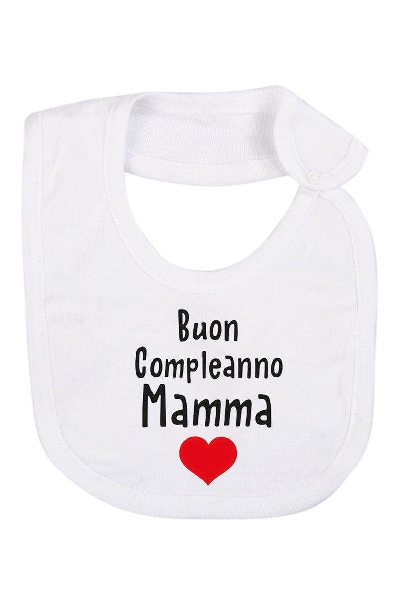 Bavetta in cotone con stampa "Buon compleanno Mamma"