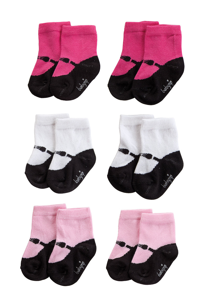 Set 6 calzini neonata a forma di scarpetta