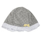 Cappellino in ciniglia a pois con rouches e nodino in velluto