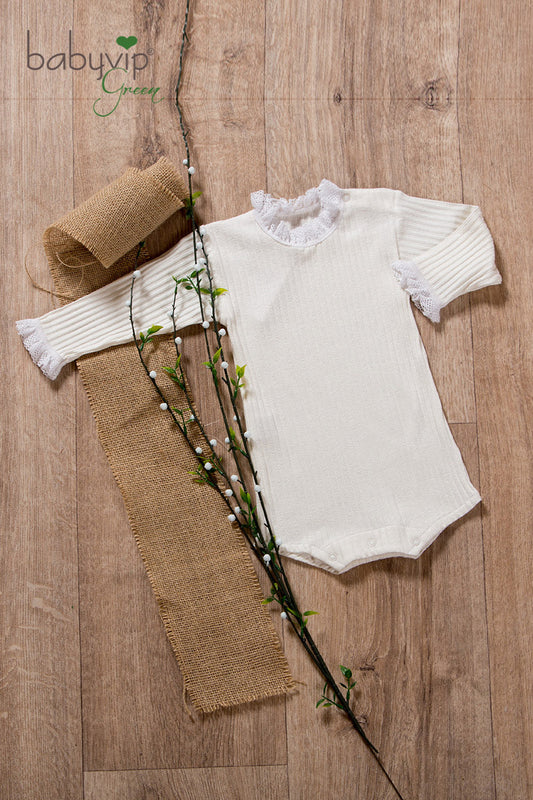 Body neonata in cotone a manica lunga in costina organica