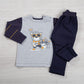 Completo: maglia in cotone elasticizzato garzato con stampa e pantalone in felpa policotton