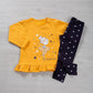 Completo: maglia e leggings in cotone elasticizzato garzato con stampa
